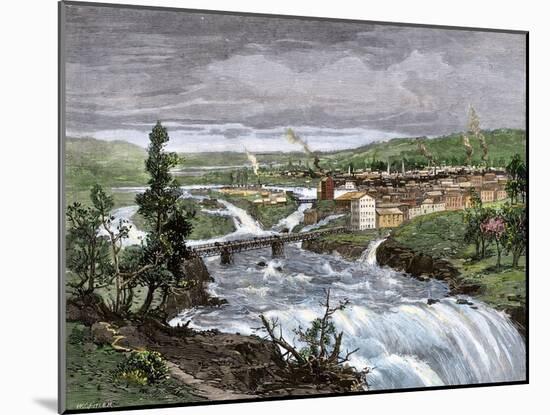 Spokane Falls before the Great Fire, Washington Territory, 1880s-null-Mounted Giclee Print