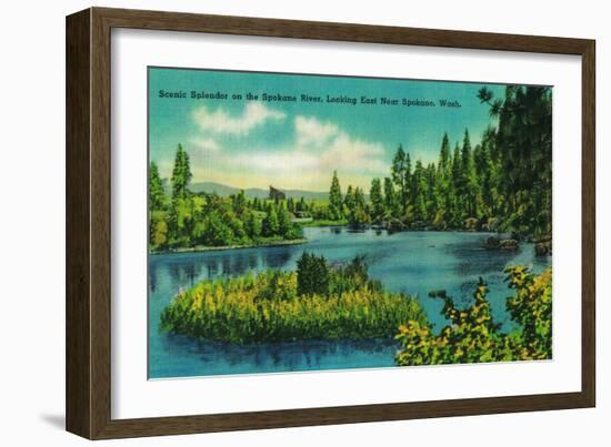 Spokane River, near Spokane, WA - Spokane, WA-Lantern Press-Framed Art Print