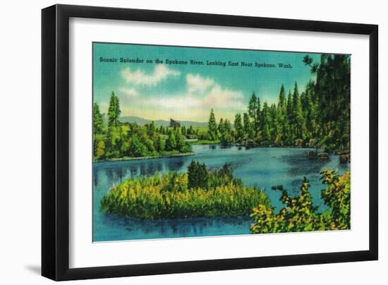 Spokane River, near Spokane, WA - Spokane, WA-Lantern Press-Framed Art Print