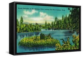 Spokane River, near Spokane, WA - Spokane, WA-Lantern Press-Framed Stretched Canvas