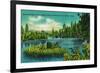 Spokane River, near Spokane, WA - Spokane, WA-Lantern Press-Framed Premium Giclee Print