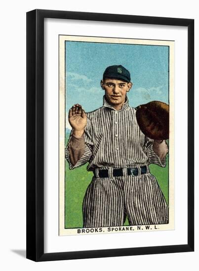 Spokane, WA, Spokane Northwestern League, Brooks, Baseball Card-Lantern Press-Framed Art Print