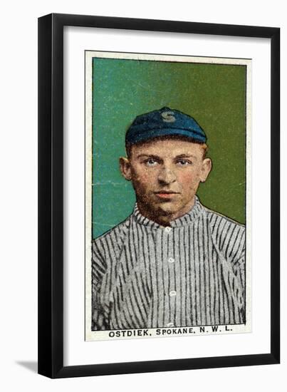 Spokane, WA, Spokane Northwestern League, Ostdiek, Baseball Card-Lantern Press-Framed Art Print