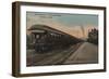 Spokane, WA - View of N. Pacific Train & Depot-Lantern Press-Framed Art Print