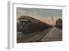 Spokane, WA - View of N. Pacific Train & Depot-Lantern Press-Framed Art Print