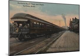 Spokane, WA - View of N. Pacific Train & Depot-Lantern Press-Mounted Art Print