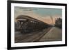 Spokane, WA - View of N. Pacific Train & Depot-Lantern Press-Framed Premium Giclee Print