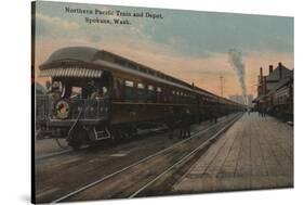 Spokane, WA - View of N. Pacific Train & Depot-Lantern Press-Stretched Canvas