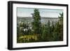 Spokane, Washington - Aerial View of City through the Woods-Lantern Press-Framed Art Print