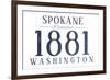 Spokane, Washington - Established Date (Blue)-Lantern Press-Framed Art Print