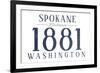 Spokane, Washington - Established Date (Blue)-Lantern Press-Framed Art Print