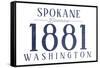 Spokane, Washington - Established Date (Blue)-Lantern Press-Framed Stretched Canvas