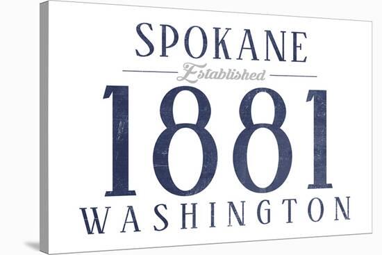 Spokane, Washington - Established Date (Blue)-Lantern Press-Stretched Canvas