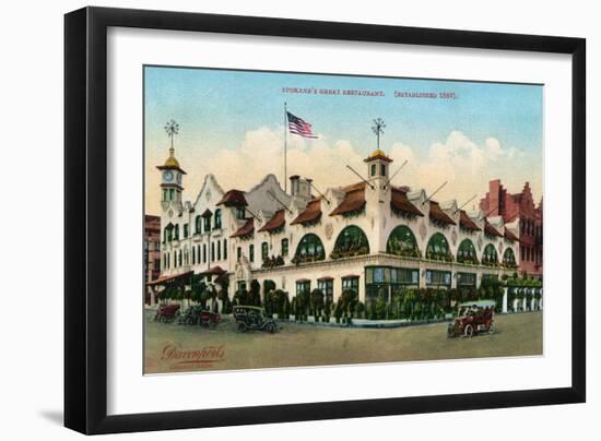 Spokane, Washington, Exterior View of Davenport's Restaurant-Lantern Press-Framed Art Print