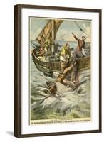 Sponge Diver Loses Leg to a Shark-Paul Dufresne-Framed Art Print