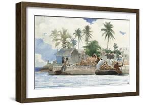 Sponge Fisherman, Bahamas-Winslow Homer-Framed Giclee Print