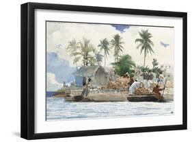 Sponge Fisherman, Bahamas-Winslow Homer-Framed Giclee Print