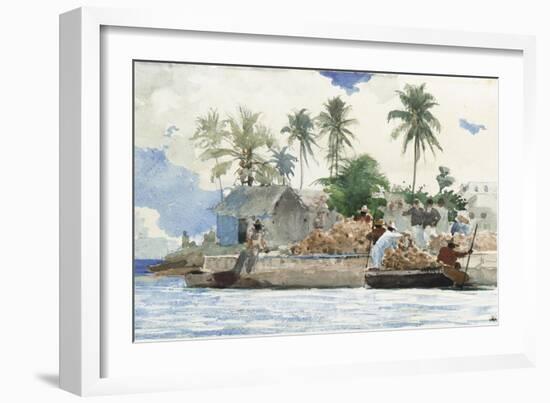 Sponge Fisherman, Bahamas-Winslow Homer-Framed Giclee Print