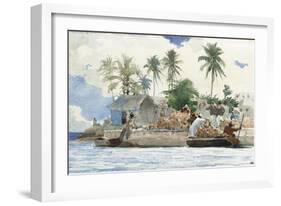 Sponge Fisherman, Bahamas-Winslow Homer-Framed Giclee Print