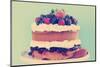 Sponge Layer Cake with Fresh Whipped Cream, Raspberry Jelly and Raspberries, Strawberries and Blueb-Milleflore Images-Mounted Photographic Print