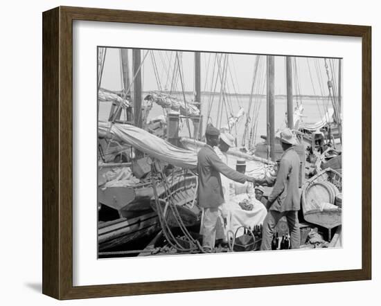 Sponging Fleet in Harbor, Nassau, W.I.-null-Framed Photo