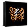 Spooky Girl - Halloween Lettering in Urban Graffuti Style. Textured Street Waal Art for Holiday Pri-Svetlana Shamshurina-Framed Stretched Canvas