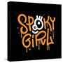 Spooky Girl - Halloween Lettering in Urban Graffuti Style. Textured Street Waal Art for Holiday Pri-Svetlana Shamshurina-Stretched Canvas