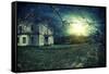 Spooky Haunted House at Dusk-Netfalls-Framed Stretched Canvas
