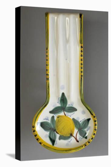 Spoon Rest Decorated with Lemon, Ceramic, Di Liberto Manufacture, Caltagirone, Sicily, Italy-null-Stretched Canvas