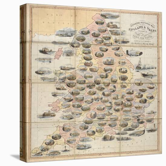 Spooner's Pictorial Map of England and Wales: As an Amusing and Instructive Game for Youth, 1844-William Spooner-Stretched Canvas