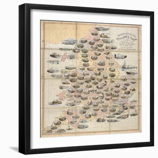 Spooner's Pictorial Map of England and Wales: As an Amusing and Instructive Game for Youth, 1844-William Spooner-Framed Giclee Print