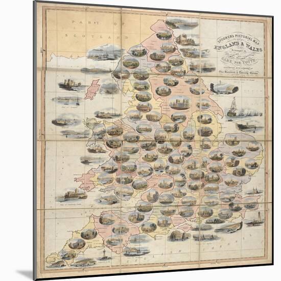 Spooner's Pictorial Map of England and Wales: As an Amusing and Instructive Game for Youth, 1844-William Spooner-Mounted Giclee Print