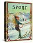 Sport Brand Cigar Box Label, Snow Skiing-Lantern Press-Stretched Canvas