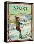 Sport Brand Cigar Box Label, Snow Skiing-Lantern Press-Framed Stretched Canvas