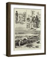 Sport in Ceylon, Shooting a Man-Eating Crocodile-null-Framed Giclee Print