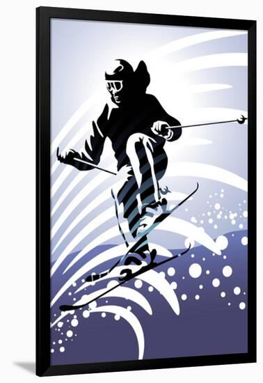 Sport Set: Downhill Skiing-UltraPop-Framed Art Print