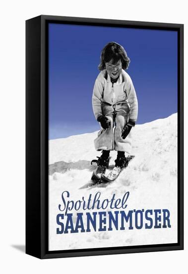 Sporthotel Saanenmoser: Little Girl Skiing-Armin Reiber-Framed Stretched Canvas