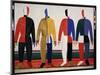 Sportifs (Sportsmen). Qatre Hommes Portrant Des Tenues De Sport Tres Colorees. Peinture De Kasimir-Kazimir Severinovich Malevich-Mounted Giclee Print