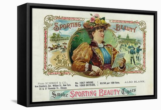 Sporting Beauty Brand Cigar Inner Box Label, Horse Racing-Lantern Press-Framed Stretched Canvas