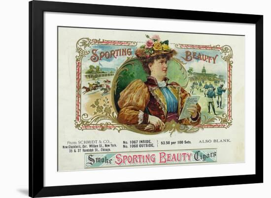 Sporting Beauty Brand Cigar Inner Box Label, Horse Racing-Lantern Press-Framed Premium Giclee Print