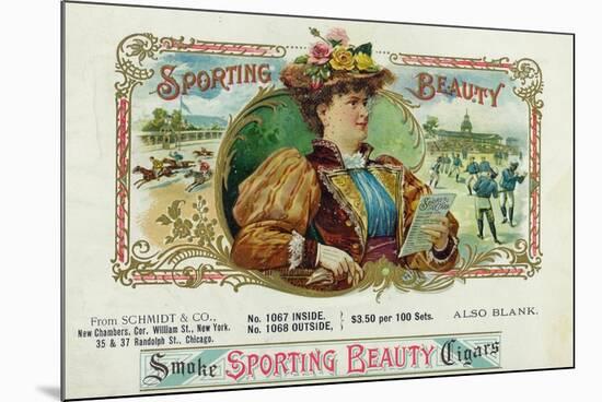Sporting Beauty Brand Cigar Inner Box Label, Horse Racing-Lantern Press-Mounted Premium Giclee Print