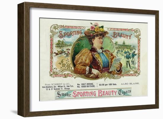 Sporting Beauty Brand Cigar Inner Box Label, Horse Racing-Lantern Press-Framed Art Print