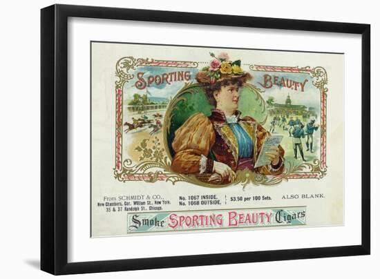 Sporting Beauty Brand Cigar Inner Box Label, Horse Racing-Lantern Press-Framed Art Print