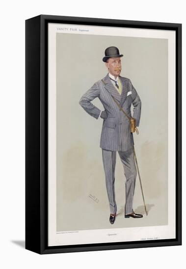 Sporting Major Eustace Loder in a Double-Breasted Pin- Stripe Suit with Trousers That Taper-Spy (Leslie M. Ward)-Framed Stretched Canvas