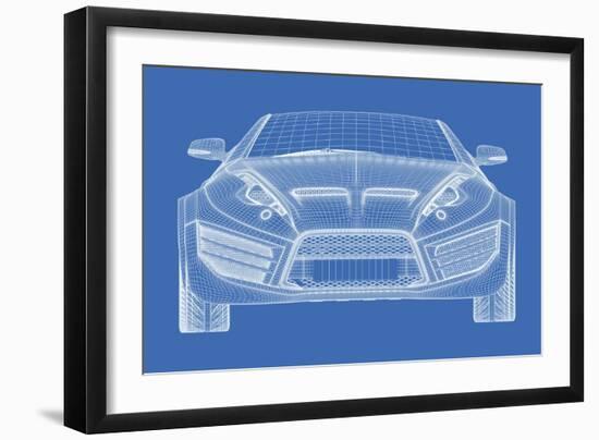 Sports Car Blueprint for Concept Car-Misha-Framed Art Print