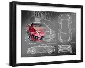 Sports Car Blueprints for Concept Car-Misha-Framed Art Print