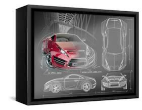 Sports Car Blueprints for Concept Car-Misha-Framed Stretched Canvas