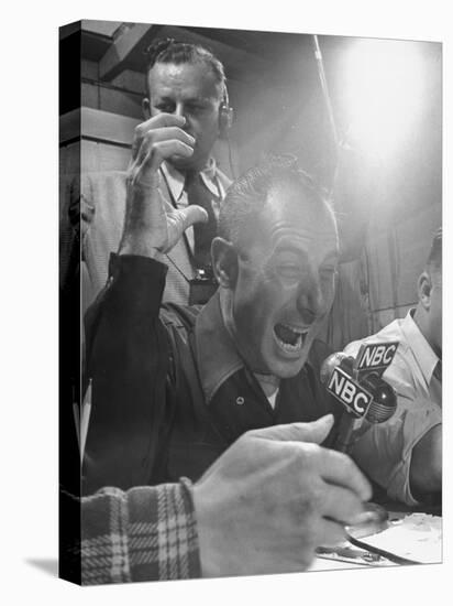 Sports Commentator William Stern Performing a Broadcast During a Football Game-null-Stretched Canvas