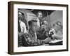 Sports Commentator William Stern Performing a Broadcast During a Football Game-null-Framed Photographic Print