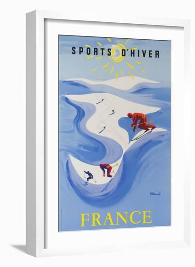 Sports D'Hiver, France, French Travel Poster Winter Sports-null-Framed Premium Giclee Print
